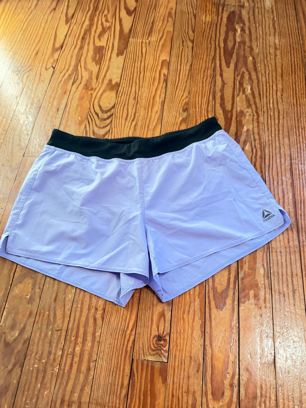Reebok Women's Lavender Athletic Shorts with Black Waistband